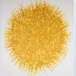 Harvest Moon | yellow iron oxide & acrylic on paper, framed | 24in x 32in