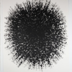 New Moon | black iron oxide & acrylic on paper, framed | 24in x 32in