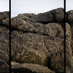 Drawing 1, all five panels | site-specific installation of unfired clay on rock