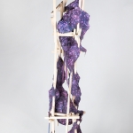 Leaning Column | stained unfired clay, wood, and mixed media | 108in x 18in x 18in