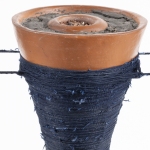 For the land - detail | 21.25in x 17.25in x 6.5in | reclaimed wood, reclaimed clay, hand spun fiber reclaimed from discarded clothes, clay gathered from the artist's home, clay and oxides gathered from the Sinai peninsula