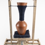 For the land | 21.25in x 17.25in x 6.5in | reclaimed wood, reclaimed clay, hand spun fiber reclaimed from discarded clothes, clay gathered from the Niagara region, clay and oxides gathered from the Sinai peninsula