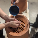 Zeer: Handwashing Station | 46in x 40in x 14.5in | reclaimed wood, reclaimed clay, found ceramic, modified linen