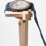 a realignment | ceramic, reclaimed wood, hand spun fiber, goldenrod, asters, beeswax made in Niagara, found clay from Niagara region, water | 37in x 24in x 53in 
